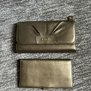 Gold Coach Wallet with Checkbook Insert